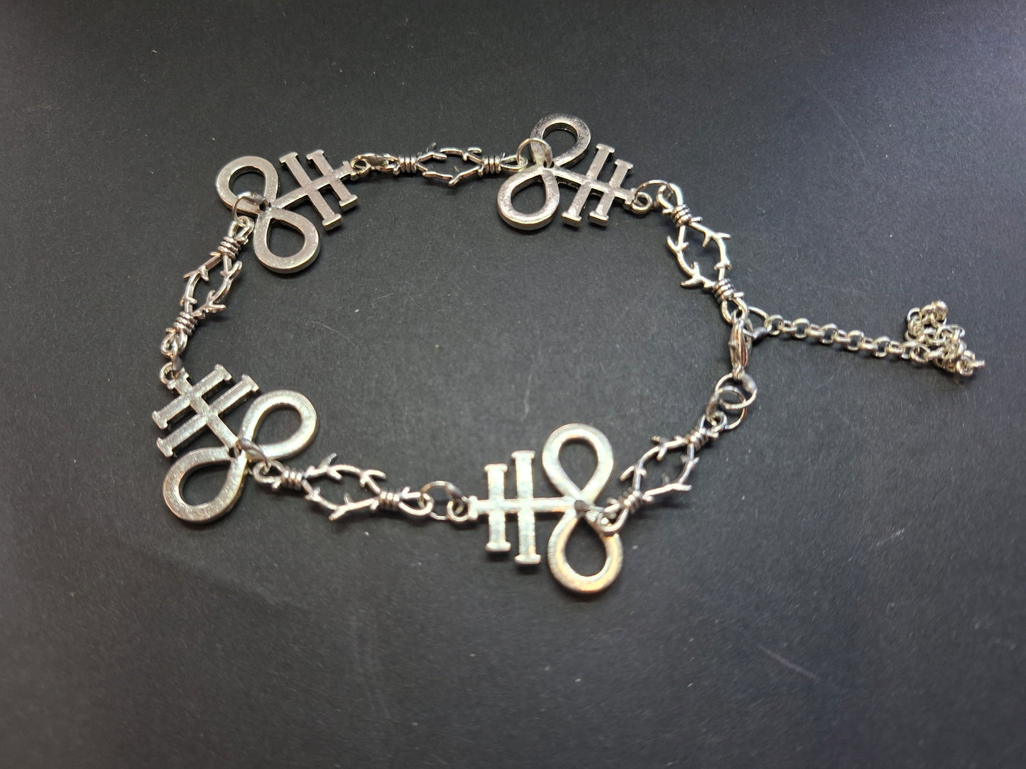 Leviathan/ cross of satan and thorn detail bracelet, :goth witch witchy style