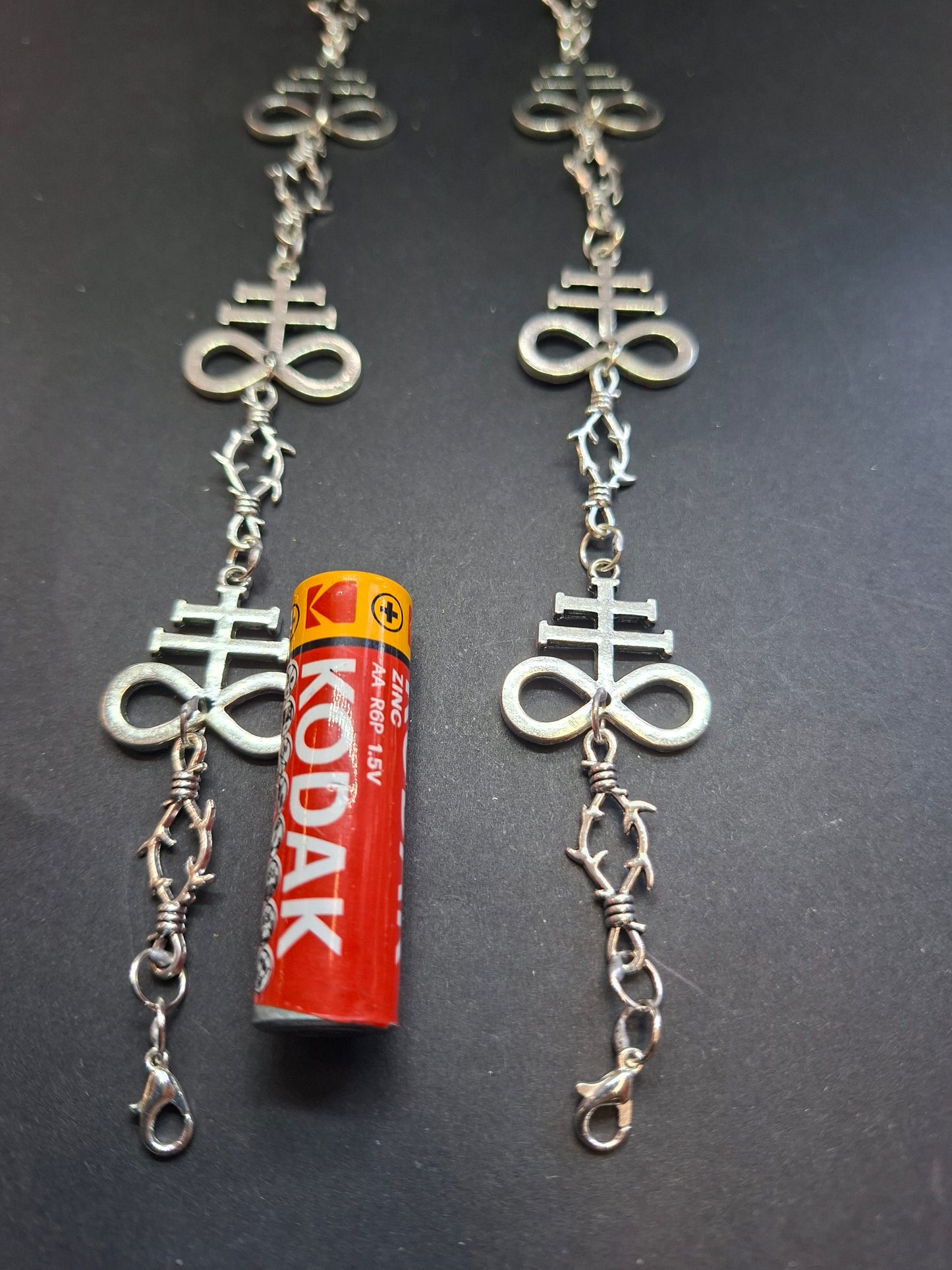 Leviathan/ cross of satan and thorn detail bracelet, :goth witch witchy style