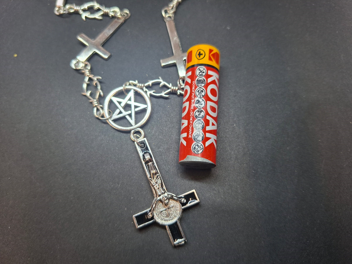 Small Inverted Crucifix & Pentagram Necklace • Goth Witchy Occult Jewellery