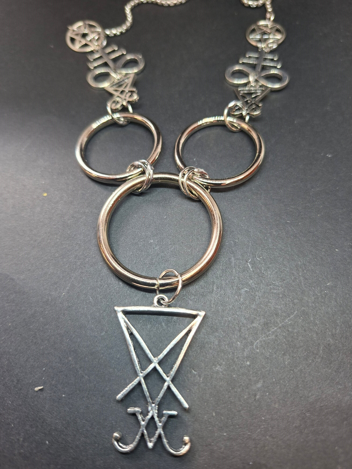 O Ring Necklace • Satanic Trinity • Custom Charm • Occult Gothic Witchy
