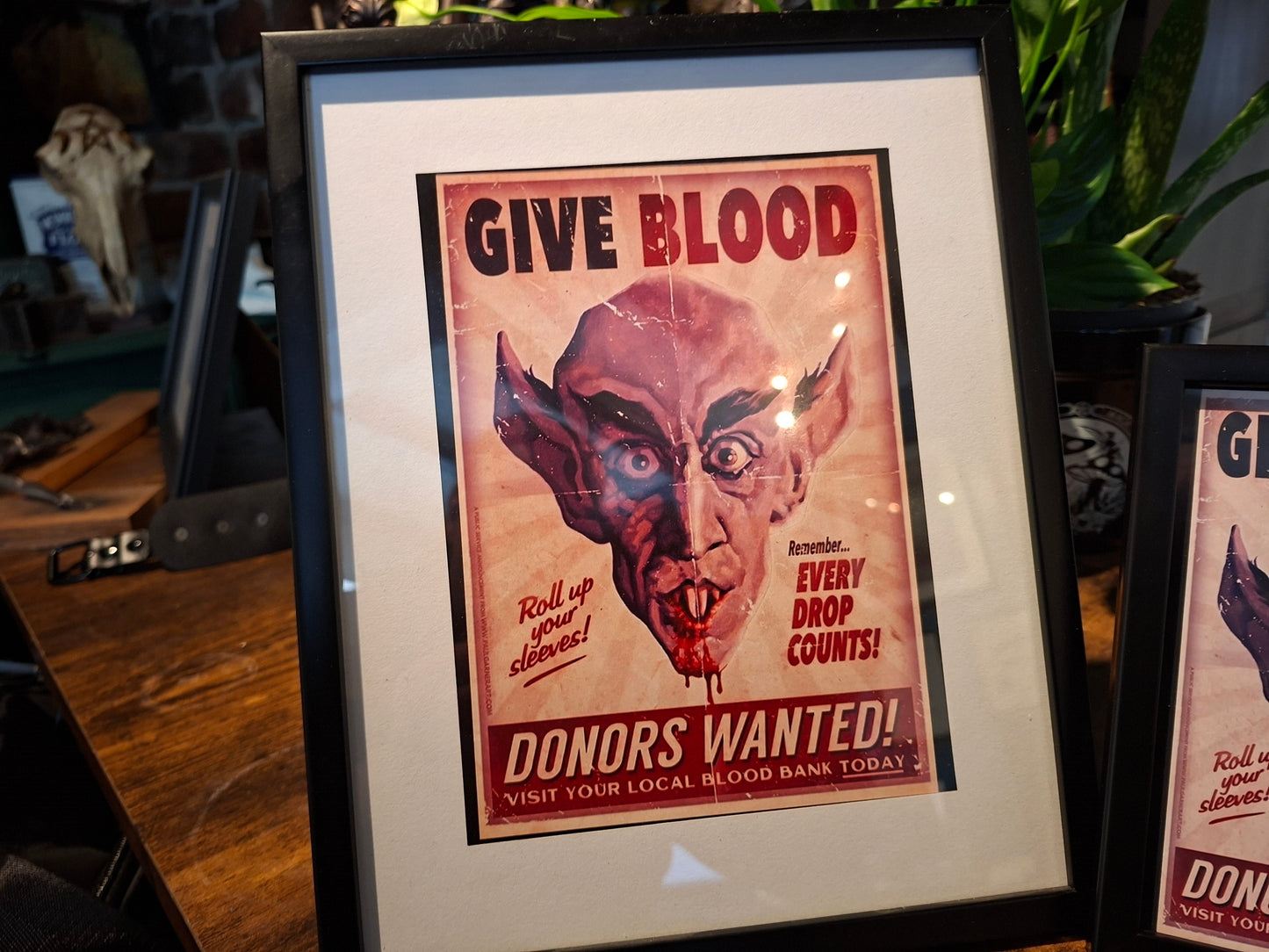 framed art "Nosferatu , Give blood" retro poster ,Gothic witchy Vampire Horror Homeware
