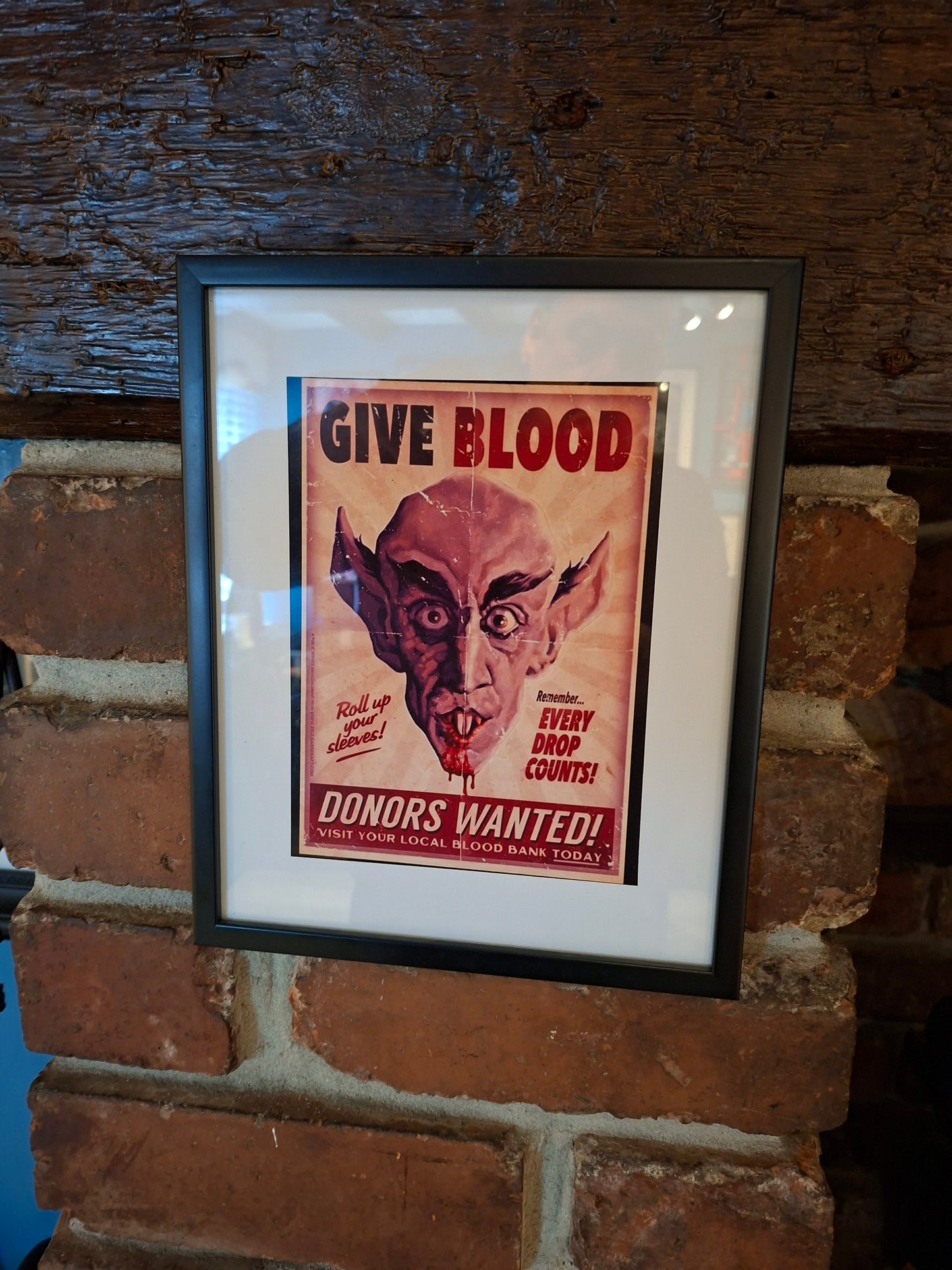 framed art "Nosferatu , Give blood" retro poster ,Gothic witchy Vampire Horror Homeware