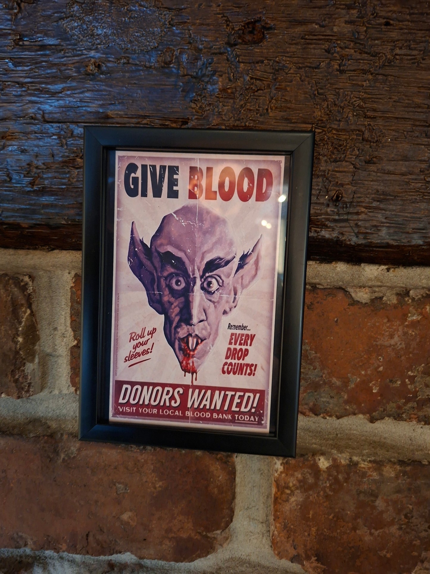 framed art "Nosferatu , Give blood" retro poster ,Gothic witchy Vampire Horror Homeware