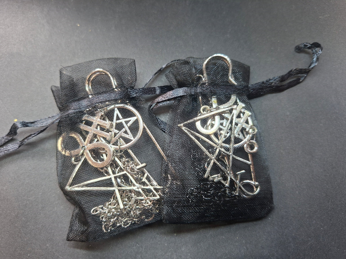 Satanic Trinity Kilt Pin Brooch with Chains – Goth Witchy Occult Wear