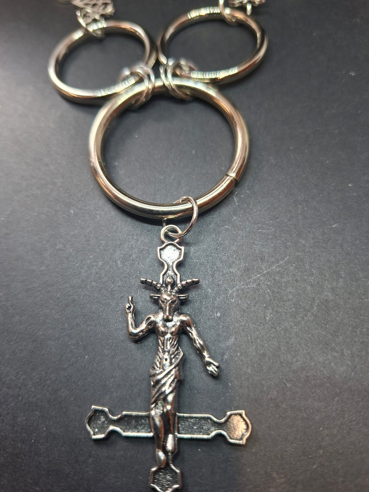 O Ring Necklace • Satanic Trinity • Custom Charm • Occult Gothic Witchy