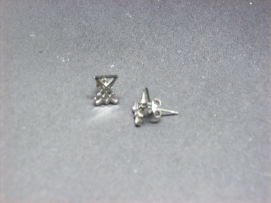Stainless Steel Cross of Satan/ Sigil of Satan Stud Earrings