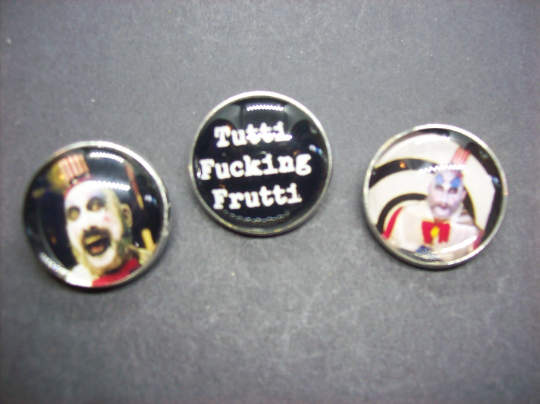 Goth Witchy Rob Zombie Sid Haig Captain Spaulding Inspired Pin Badges