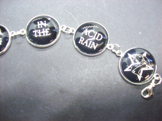 Goth Gothic Old School Goth Sisters Of Mercy inspired  "Tune In ,Turn On ,Burn Out" Bracelet