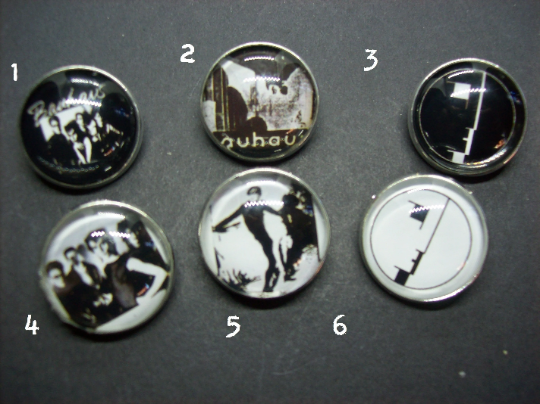 Goth Gothic Old School Goth Bauhaus inspired pin Badges