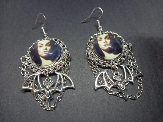 Kawaii Pastel Nu Neo Goth Gothic Witchy fashion Vampira from the Vampira Show inspired Deluxe Earrings