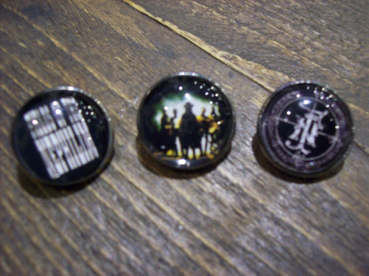 Goth Gothic Old School 1980's alternative Fields Of The Nephilim "Inspired" Pin Set of Three Pin Badge's